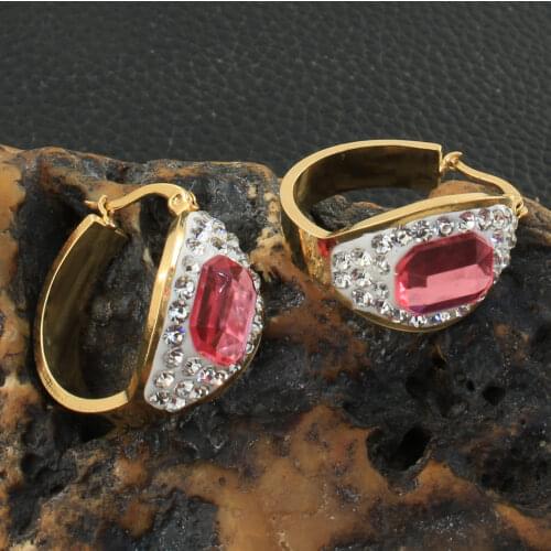 Gold Color Fashion Round Stainless Steel Jewelry Simple Hoop Earrings Personality Bijoux En Acier Inoxydable Femme EGKZAKAI