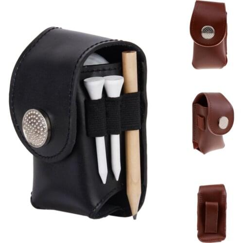 Mini Golf Ball Bag Holder Made of Leather Golf Accessories T Piece Divot Pouch Black