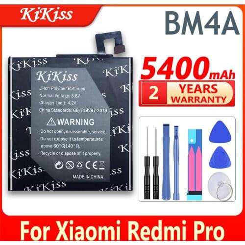 Original KiKiss Mobile Phone Replacement Battery 5400mAh For Xiaomi Redmi Pro Lithium Polymer Rechargeable Batteries BM4A