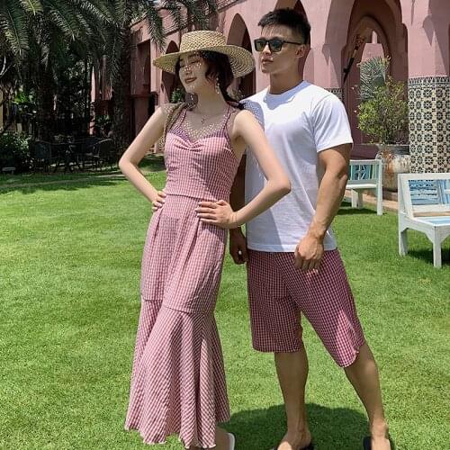 Couple beachwear Womens three-piece bikini swimsuit swimwear Mens pants