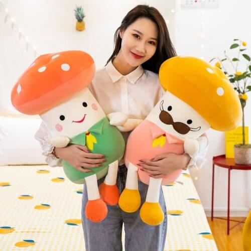 Mushroom Plush Toy Plush Sleeping Pillows Soft Stuffed Animals Cushion Decor Cartoon Plush Toys for Christmas Children Kids Gift