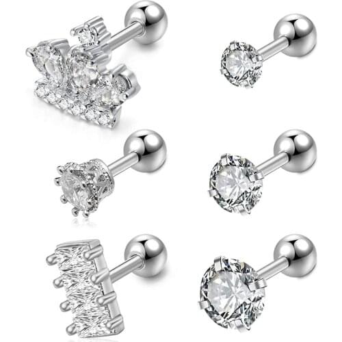 Helix Earring Studs Cartilage Studs Earrings Studs Surgical Steel CZ Rook Hoop Helix Conch Snug Daith Piercing for Women Men