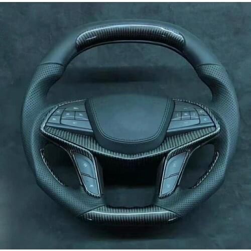 D-Shape Cuatomized Carbon Fiber Sports Steering Wheel Alcantara Leather compatible for Cadillac CT6 XT5 2016-2021