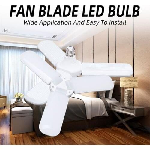 LED Garage Lights 4/3 Leaves E27 LED Garage Light Foldable E27 Bulb Ceiling Fixture 6000K 6000LM 60W Deformable Lamp