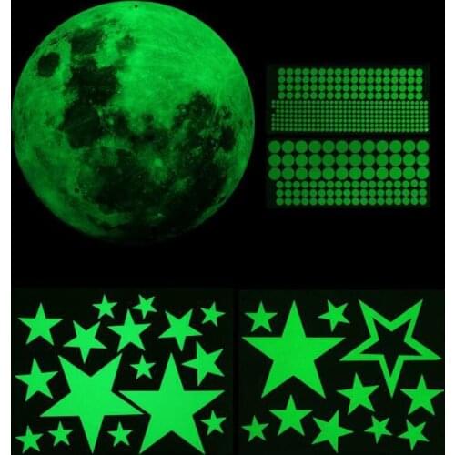 Luminous Stars And Moon Planet Space Wall Stickers 435Pcs Glow In The Dark Decal Fluorescent Stickers PVC Stickers for Kids Room