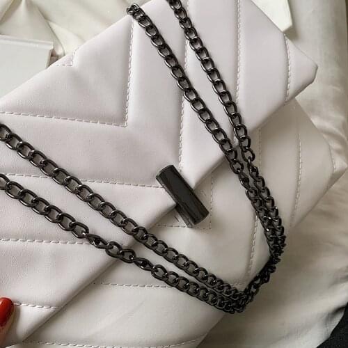 Vintage Women Casual Bag PU Leather Solid Color Chain Small Shoulder Messenger Hipster Versatile Retro Soft Shopping Bag