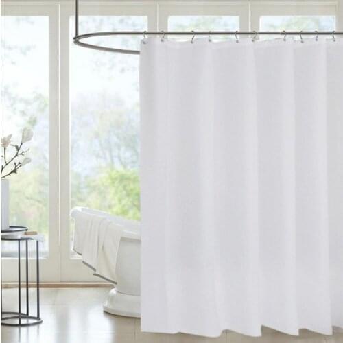 With 12 pcs Hooks Waterproof Plastic Bath Screens white Polyester Fabric Bathroom Curtains Bathroom Set Partition Curtain