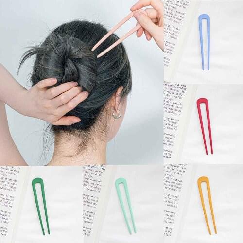 Japan Hair Sticks Women Hairpin Simplicity Colorful U Shape Girls Hairpins Hair Sticks Hair Accessories Headwear 2021 New