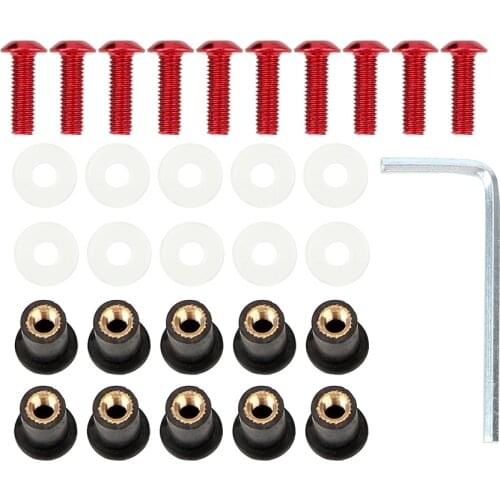 10Pcs/set Fairing Screen Fasterners M5 x 15mm Universal Motorbike Windshield Fasterner Kit Windscreen Nut Bolt Washer Screw