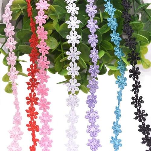 10 Yards 1.2cm Mini Daisy Lace Ribbon DIY Embroidered Fabric Wedding Decor Lace Trimming Sewing Accessories Flower Ribbon