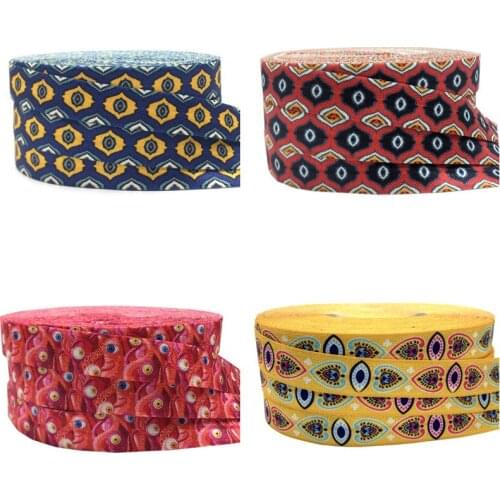 10Yard 15mm Hamsa Print Eyes FOE Elastic Band For Sewing Hair Tie Strap Backpack Party Decoration Accessories