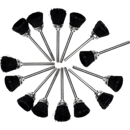 20Pcs Black Nylon Rust Removal Burrs Cup Brush Polishing Buffing Wheels 15mm Electric Grinding Brush & 3mm Shank for Rotary Tool