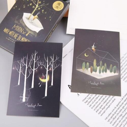 30pcs Vintage Luminous Postcard Glow In The Dark Moon Light Greeting Post Card Novelty Xmas Greeting Cards Gift