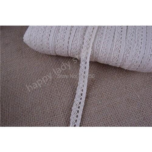 300Yards Beige color Cotton Lace Crochet Ribbon lace wholesale width 13mm .Lace Trim Edging Wedding