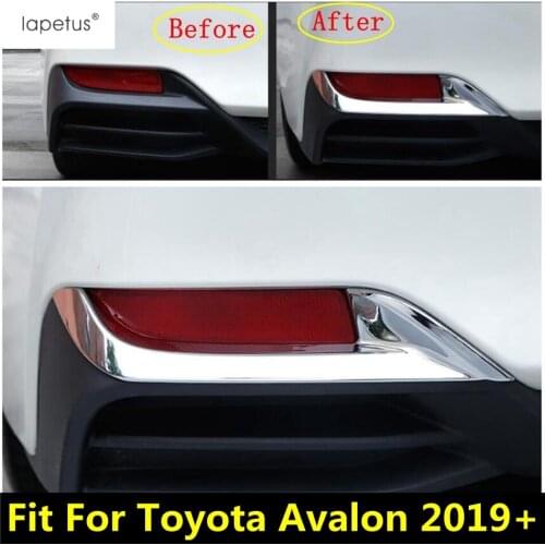 Lapetus Accessories For Toyota Avalon 2019 - 2021 ABS Chrome Shiny Rear Fog Lights Lamp Eyelid Eyebrow Molding Cover Kit Trim