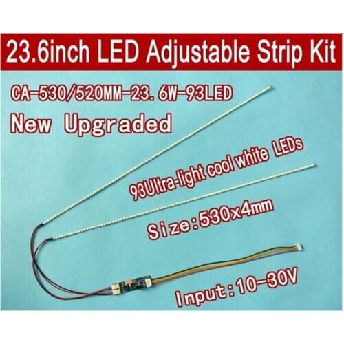 Free shipping 5pcs 23.6'' W 530mm Adjustable brightness led backlight strip kit,Update 23.6inch-wide LCD CCFL to LED backlight