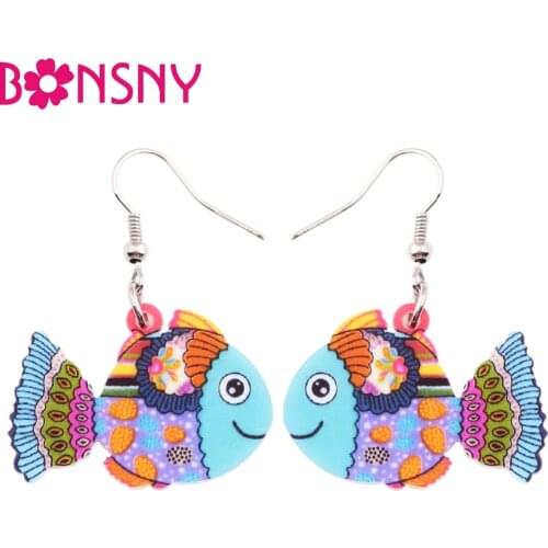 Bonsny Acrylic Ocean Collection Adorable Fish Earrings Drop Dangle Long Big Fashion Animal Jewelry For Women Girls Gift Original