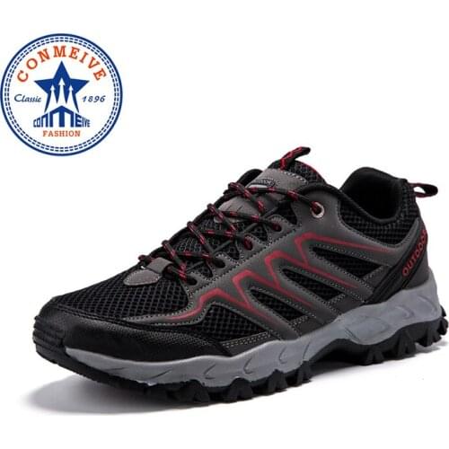 Breathable Mesh Lace-up Trekking Shoes Soft Wear Resistant Outdoor Sport Shoes Light Non-slip Cushioning Hiking Shoes