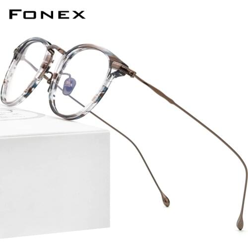 FONEX Acetate Titanium Glasses Frame Men 2021 New Retro Square Prescription Eyeglasses Women Optical Spectacles Eyewear F85648