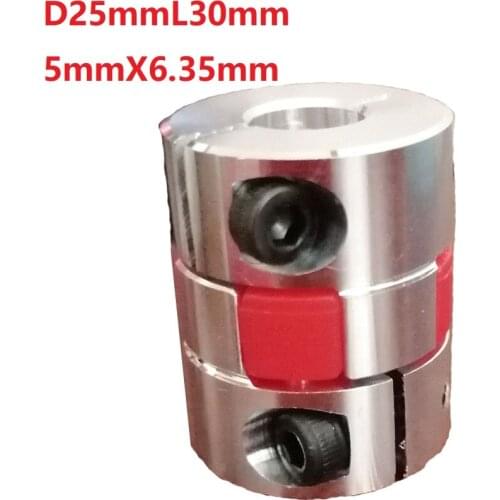 1pcs 5x6.35 D25L30 Aluminium Shaft Plum blossom Coupling Motor Connector Flexible shaft