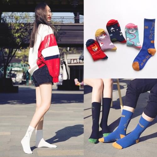 Animals Cotton Socks Soft Comfortable Creative Cat Fox Lovely Happy Cartoon Cute Quality Women Female Male Fashion Tide Socks