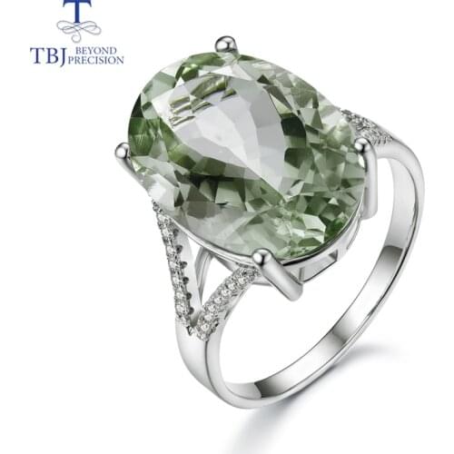 Big green amethyst Ring natural gemstone ring 925 sterling silver fine jewelry for girls nice Black Friday & Christmas gift