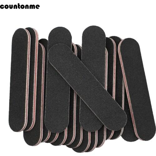 50pcs Professional Mini Nail Files Black straight Sanding Nail File 100/180 Double Side Disposable Nails File Manicure Tools