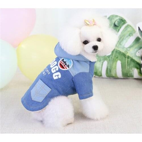 Fashion Dog Jeans Puppy Jeans Jacket Dog Clothes Dog Coat Jacket Dog Costumes for Small Dogs Luxury French Bulldog JA0007