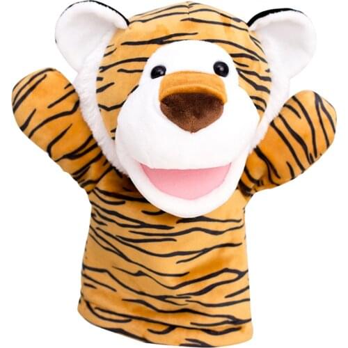 Cartoon Zoo Tiger Hand Puppet Baby Plush Glove Dolls Teaching Show Kids Gift