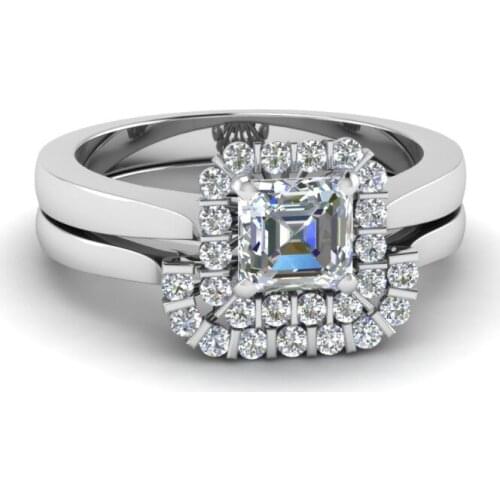 Ofertas Wholesale Bulk Fashion Milangirl Exquisite White Zircon Ring Set for Women Accessories Engagement Anniversary Jewelry