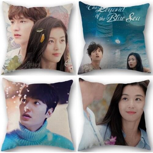 The Legend Of The Blue Pillowcase Cotton Linen Fabric Square Zipper Pillowcase New 45X45cm Wedding Decorative Pillow cover 1210