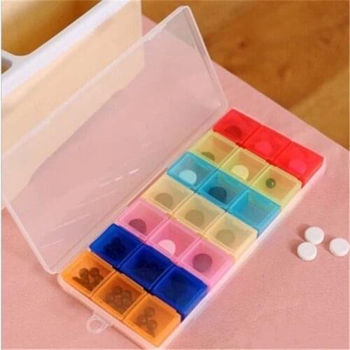 New 7 Day Pill Medicine Tablet pillbox Dispenser Organizer Case with 21 compartments pill box multicolor container for medicines
