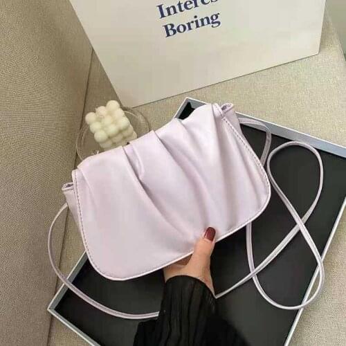 Pleated Square Shoulder Bags For Women Solid Color Chain 2021 Autumn New Designer All-Match Cloud Shape Cross-Body Bags