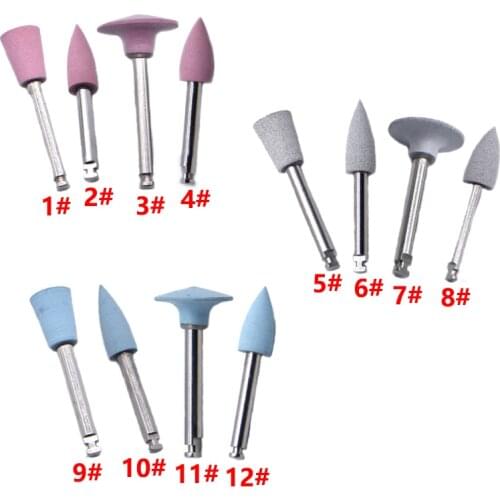 12pcs/lot Dental Light Curing Resin Polishing Grinding Head Polisher Teeth Polishing Bur for Low-speed Contra Angle Handpiece