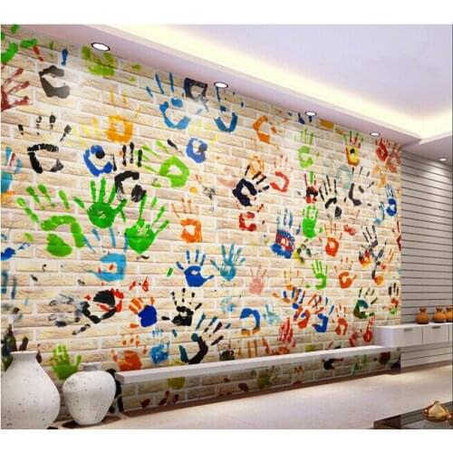 Custom parede de Papel Infantil, graffiti palm print for the living room KTV TV wall waterproof fabric de parede Papel