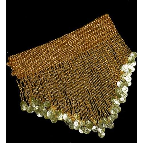 Gold Oriental beaded Metal Coin dancewear belly dance bellydance Waist Chain belt sequin tassels fringe Accessories dancing