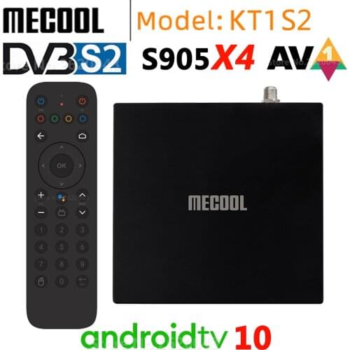 Mecool KT1 DVB-S2 Amlogic S905X4 AV1 Smart TV Box 2GB 16GB Android 10.0 ATV 2.4G 5G WiFi Bluetooth 4K HD Dolby Set top Box