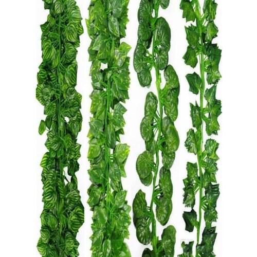 2M 24Pcs Wired Ivy Leaves Garland Silk Artificial Vine Greenery For Wedding Home Office Decoratiove Wreaths 2017 New Style