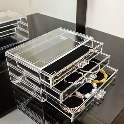 Transparent cosmetic storage box dustproof jewelry box dressing table acrylic enlarged skin care products sorting drawer type