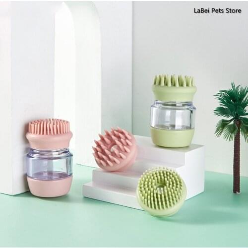 Pet Comb Dog Bath Brush Comb Pet Massage Brush Soft Silicone Dogs Cats Grooming Cmob Shampoo Container Brush Pet Supplies