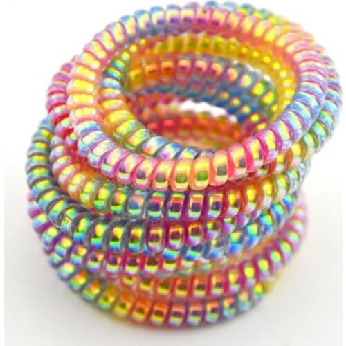 1PC/Lot 5cm Colorful Elastic Rubber Women Hairband Telephone Wire Hair Tie Rope Band Ponytail Girls Hair Accessories
