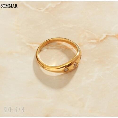 SOMMAR Hot New Fashion Gold Vermeil size 6 7 8 Gentlewoman Tail ring Moon star men ring accessories for jewelr