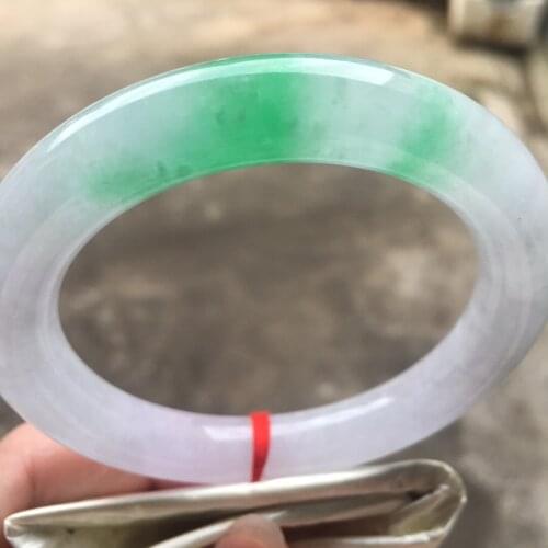 Only One!56.6MM Certified (Grade A)100% Natural Green Jadeite JADE Bracelet Women Bangle