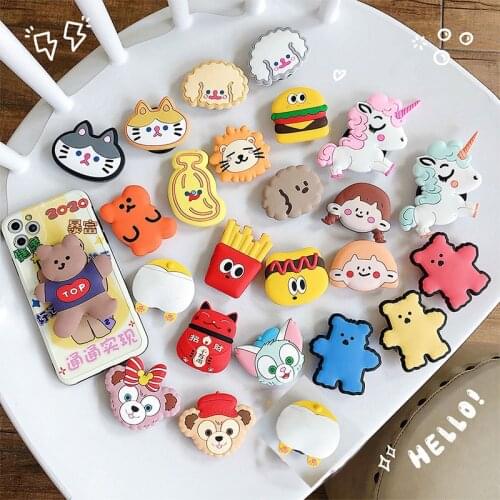 Universal Foldable Cartoon Silicone Mobile Phone Holder Finger Stand for IPhone Samsung Xiaomi Bracket Mount Grip Tok Support