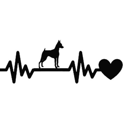 19*6.8CM Pinscher Heartbeat Lifeline Vinyl Decal Creative Cartoon Car Stickers Black/Silver C6-1441