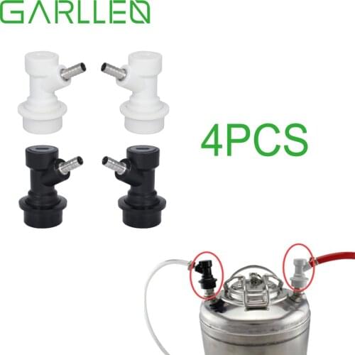 GARLLEN 4pcs Black/White Straight Mouth Barbed Ball Locks Gas/Liquid Disconnector for Homebrew Beer Cornelius Corny keg