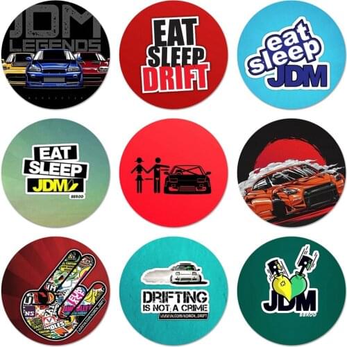58mm Eat sleep drift Icons Pins Badge Decoration Brooches Metal Badges For Backpack Decoration