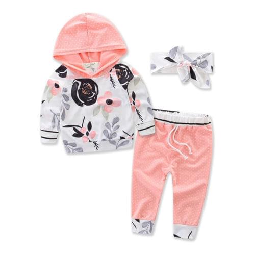 3pcs Fashion Baby Kids Girls boys Cute Outfits Headband+ tops+ Pants Clothes Sets Size 0-3T