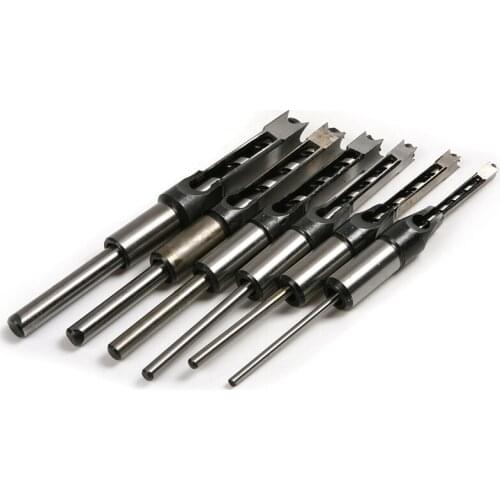 6pcs/set HSS HRC 48~50 Square Hole Saw Mortising Chisel Twist Auger Drill Bits