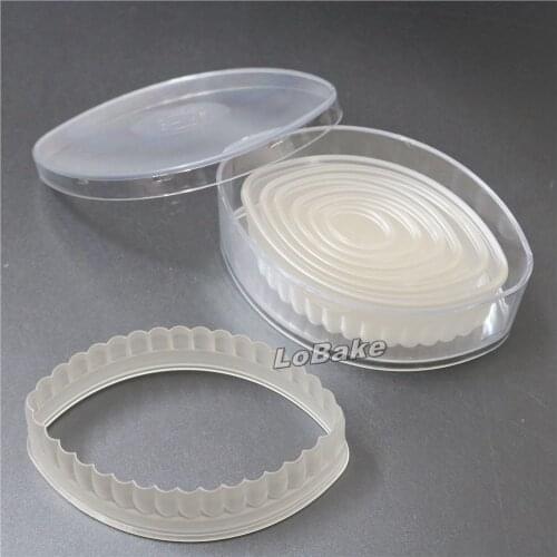 7pcs/set) Fluted Edge Eye-shape Design Transparent Polycarbonate Plastic cookies mold biscuit cutter for Cooking bakery tools